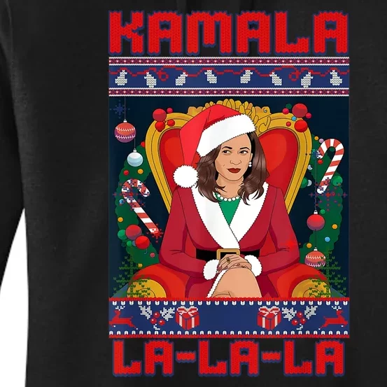 Women Funny Christmas Comma La Kamala Harris 2024 Xmas Gift Women's Pullover Hoodie