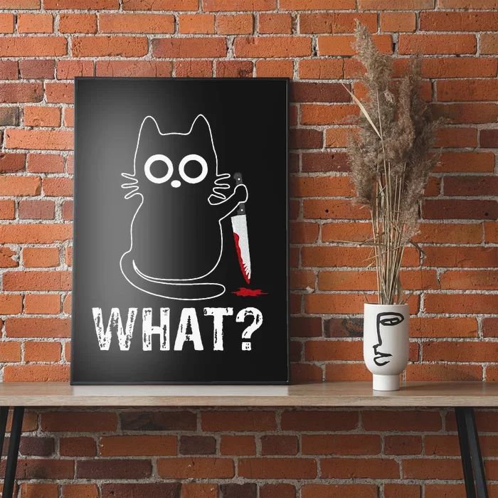 What Funny Cat With Knife Poster