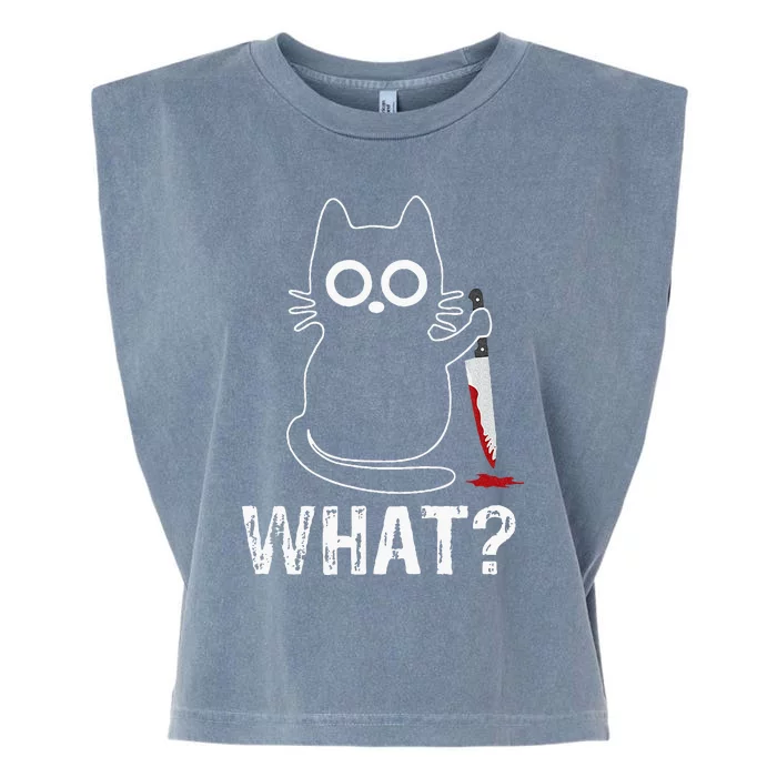 What Funny Cat With Knife Garment-Dyed Women's Muscle Tee