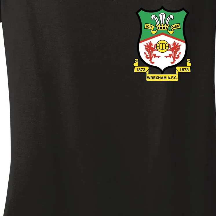 Wrexham Football Club Pocket Logo Women's V-Neck T-Shirt