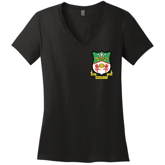 Wrexham Football Club Pocket Logo Women's V-Neck T-Shirt