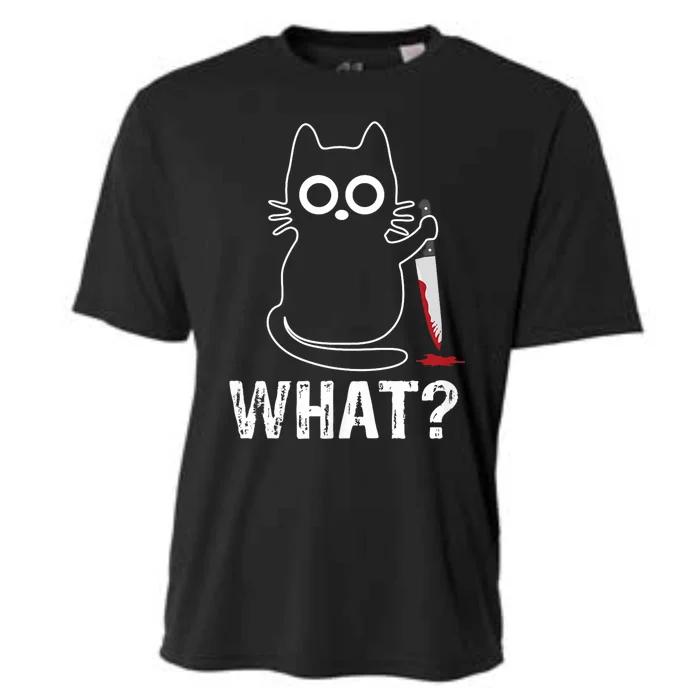 What? Funny Cat With Knife Graphic Design Cooling Performance Crew T-Shirt