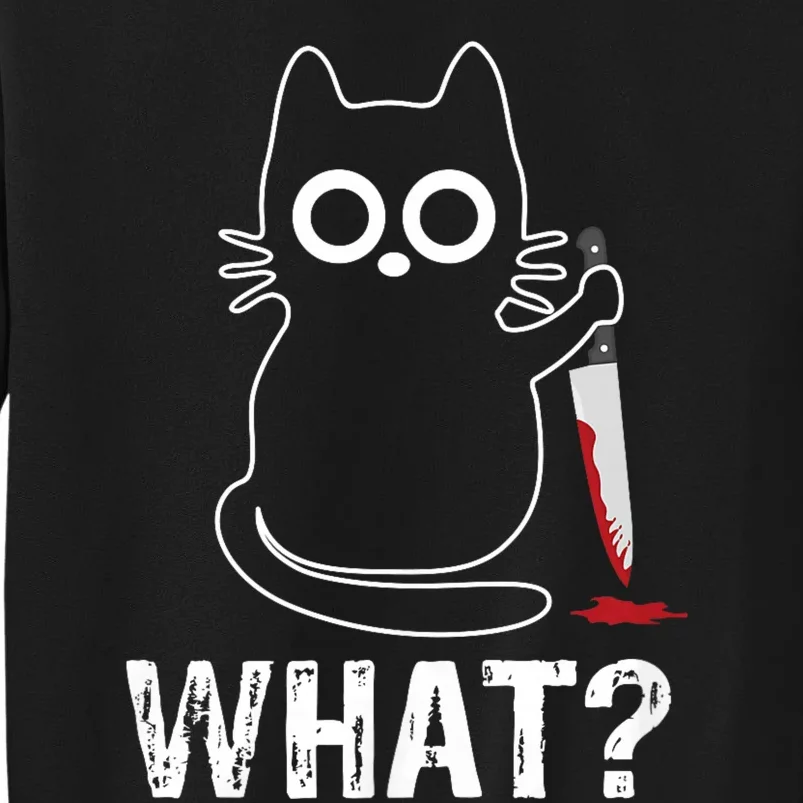 What? Funny Cat With Knife Graphic Design Sweatshirt