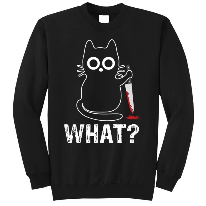 What? Funny Cat With Knife Graphic Design Sweatshirt