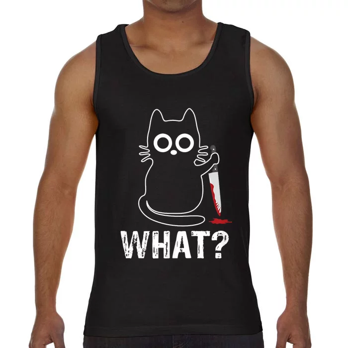 What? Funny Cat With Knife Graphic Design Comfort Colors® Tank Top