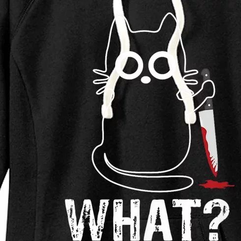 What? Funny Cat With Knife Graphic Design Women's Fleece Hoodie