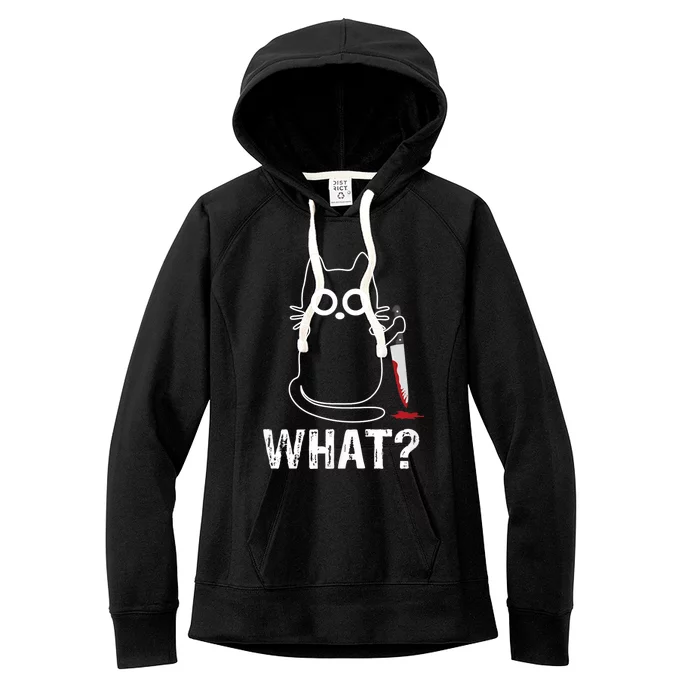 What? Funny Cat With Knife Graphic Design Women's Fleece Hoodie