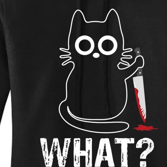 What? Funny Cat With Knife Graphic Design Women's Pullover Hoodie