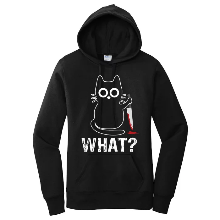 What? Funny Cat With Knife Graphic Design Women's Pullover Hoodie