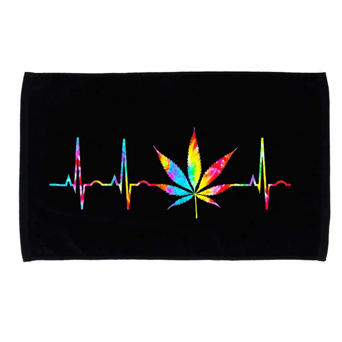 Weed Funny Cannabis Marijuana Leaf Heartbeat Stoner Tie Dye Microfiber Hand Towel