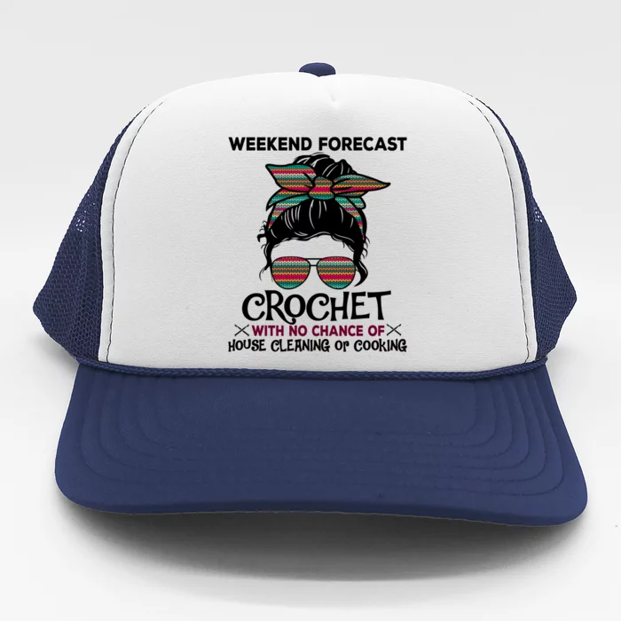 Weekend Forecast Crochet Funny Crocheting Colorful Pattern Meaningful Gift Trucker Hat