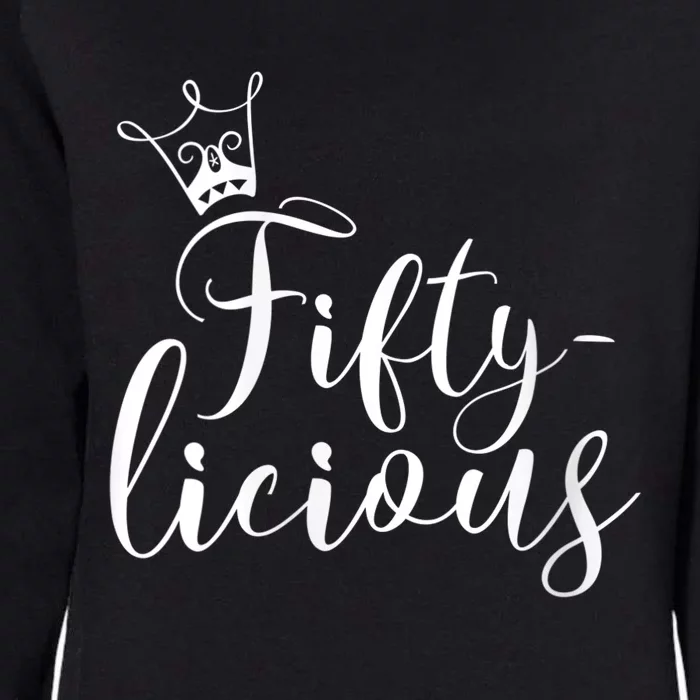 WoM.e.n.s Fifty-licious Crown 50th Birthday for Her Queen Fiftylicious V-Neck Womens California Wash Sweatshirt