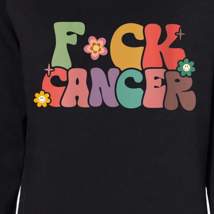 Wo Fuck Cancer Groovy Retro Womens California Wash Sweatshirt