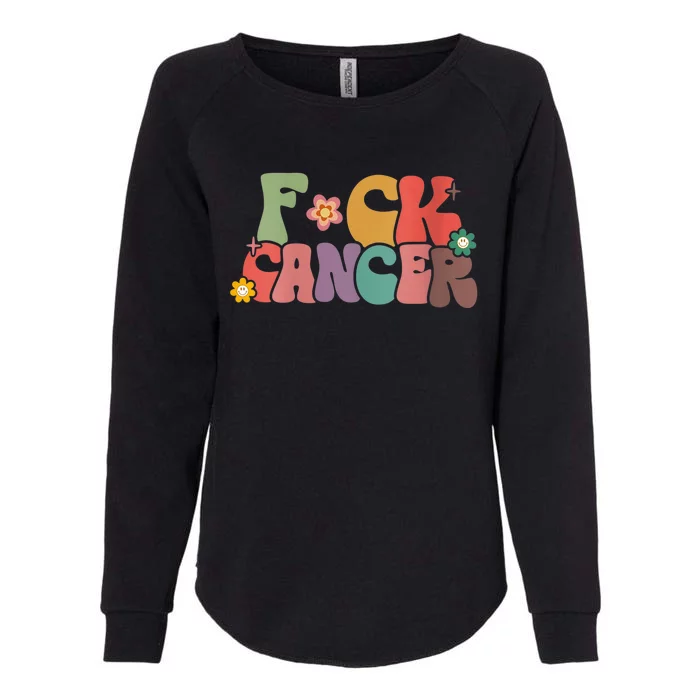 Wo Fuck Cancer Groovy Retro Womens California Wash Sweatshirt