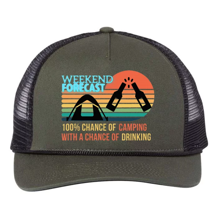 Weekend Forecast Camping With A Chance Of Drinking Retro Rope Trucker Hat Cap