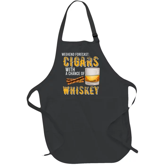 Weekend Forecast Cigars With Chance Of Whiskey Gifts Full-Length Apron With Pocket