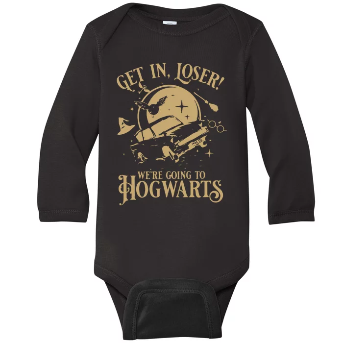 Wizard Flying Car Get In Loser Were Going To Hogwart Baby Long Sleeve Bodysuit