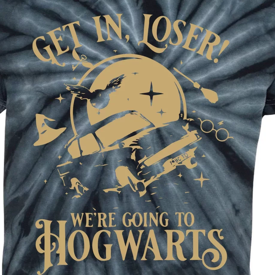 Wizard Flying Car Get In Loser Were Going To Hogwart Kids Tie-Dye T-Shirt