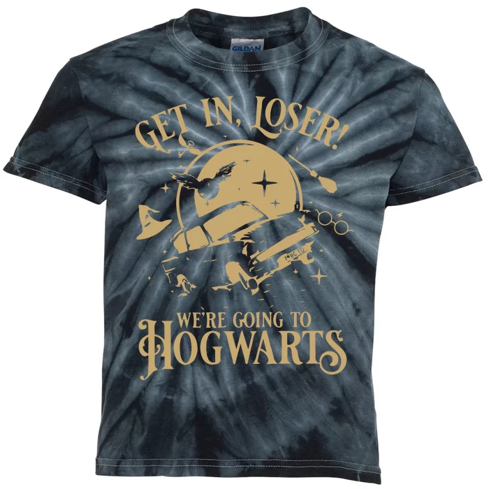 Wizard Flying Car Get In Loser Were Going To Hogwart Kids Tie-Dye T-Shirt