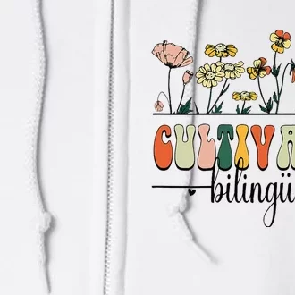 Wild Flowers Cultivando Bilingues Cute Maestra Bilingue Full Zip Hoodie