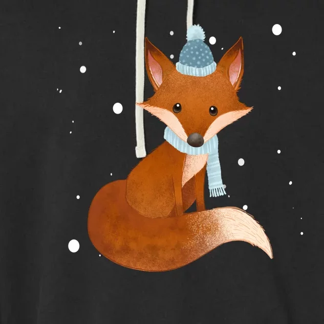 Winter Fox Cute Garment-Dyed Fleece Hoodie