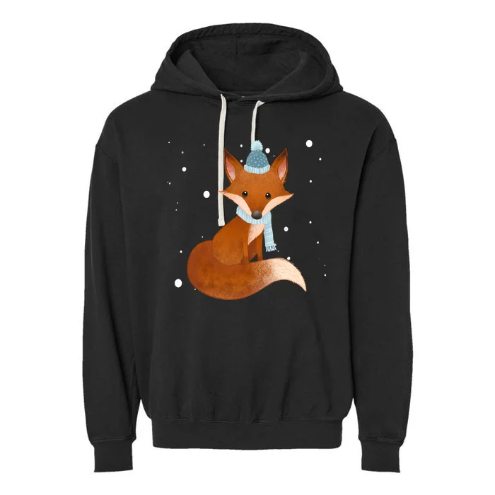 Winter Fox Cute Garment-Dyed Fleece Hoodie