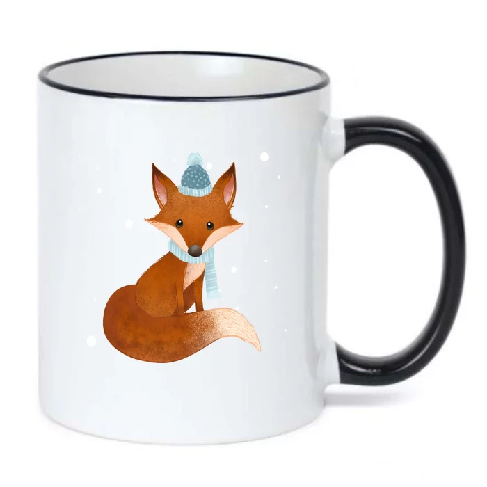 Winter Fox Cute Black Color Changing Mug