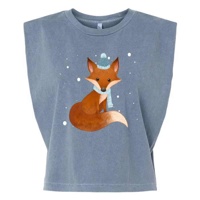 Winter Fox Cute Garment-Dyed Women's Muscle Tee