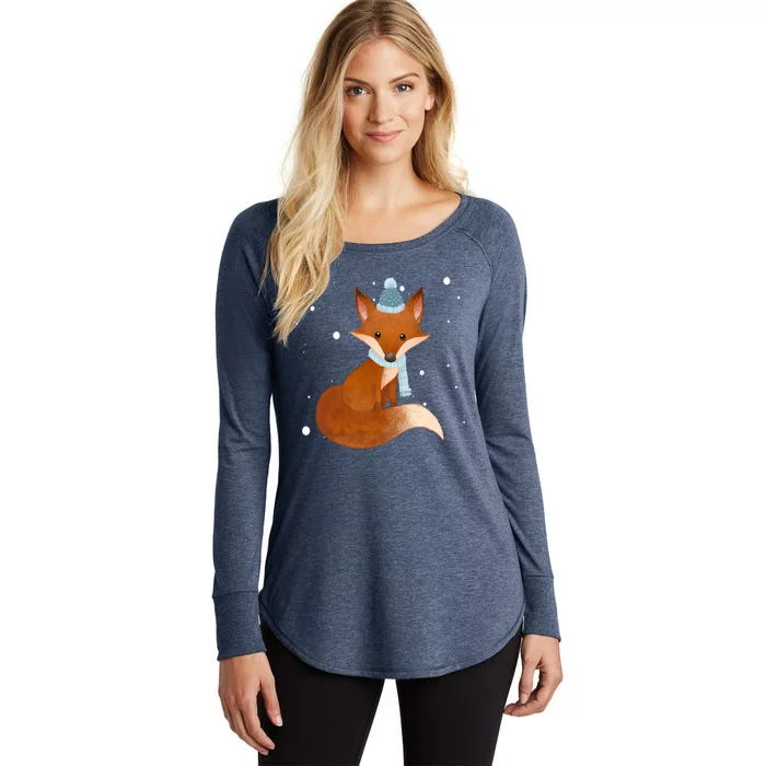 Winter Fox Cute Women's Perfect Tri Tunic Long Sleeve Shirt