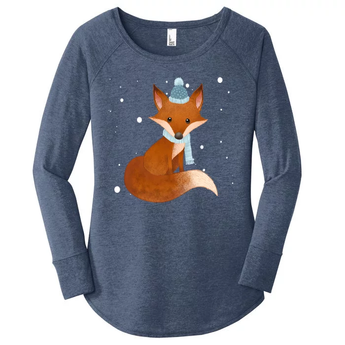 Winter Fox Cute Women's Perfect Tri Tunic Long Sleeve Shirt