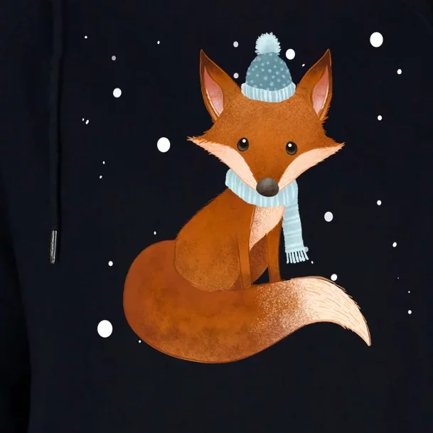 Winter Fox Cute Womens Funnel Neck Pullover Hood