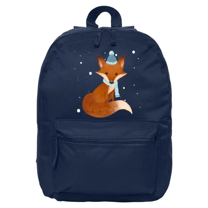 Winter Fox Cute 16 in Basic Backpack