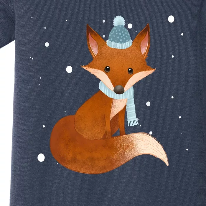 Winter Fox Cute Baby Bodysuit