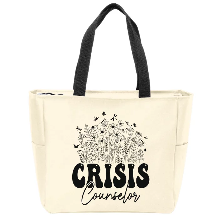 Wildflower Floral Crisis Counselor Graphic Design Zip Tote Bag