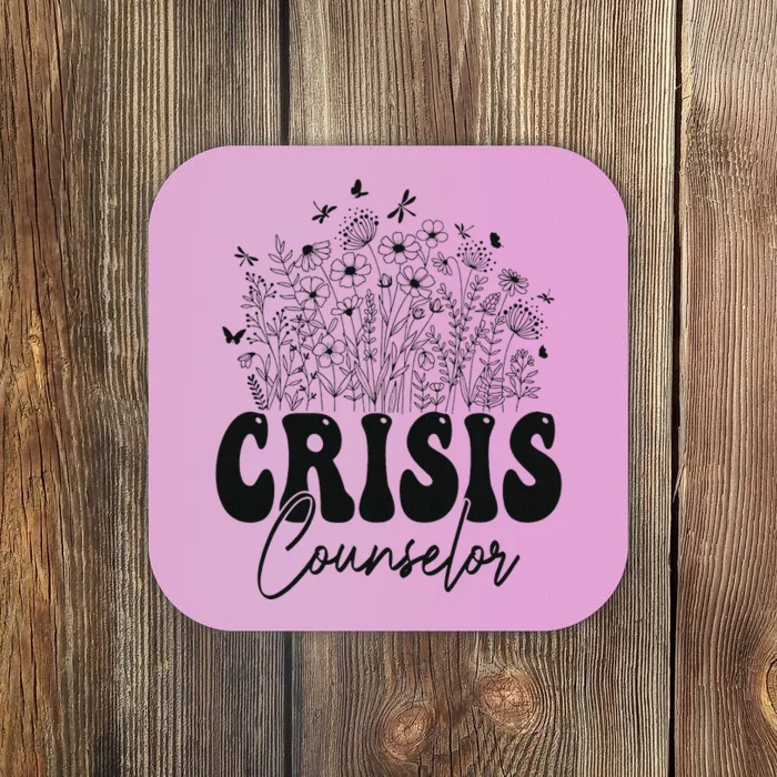 Wildflower Floral Crisis Counselor Graphic Design Coaster