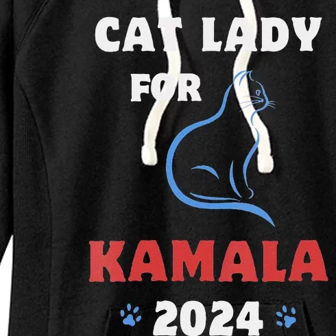 Women Funny Cat Lady Kamala Harris President 2024 Cat Mom Women Gift Women's Fleece Hoodie