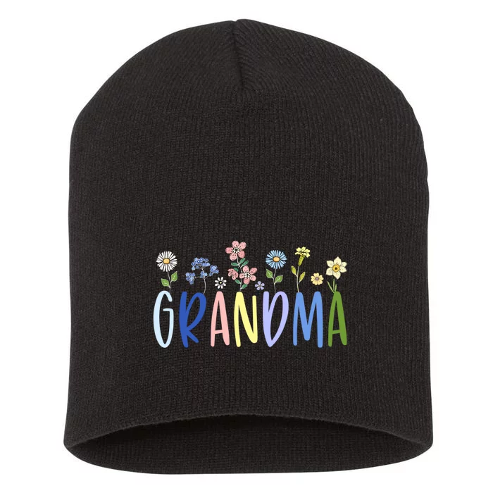 Wildflower Floral Design Grandma Short Acrylic Beanie