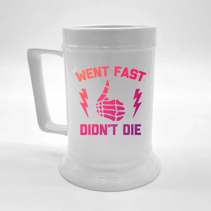 Went Fast DidnT Die Cool Gift Funny Race Car Dirt Bike Racing Gift Front & Back Beer Stein