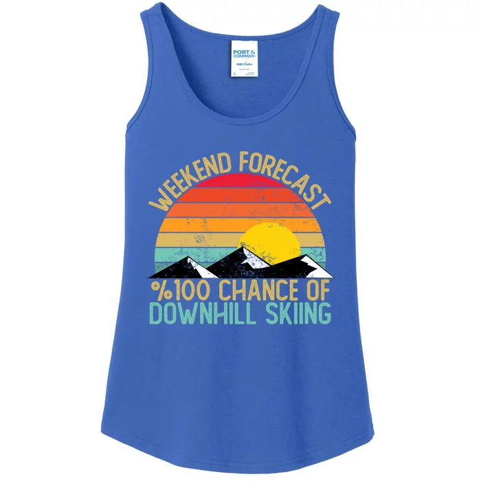 Weekend Forecast Downhill Skiing Great Gift Funny Retro Gift Ladies Essential Tank