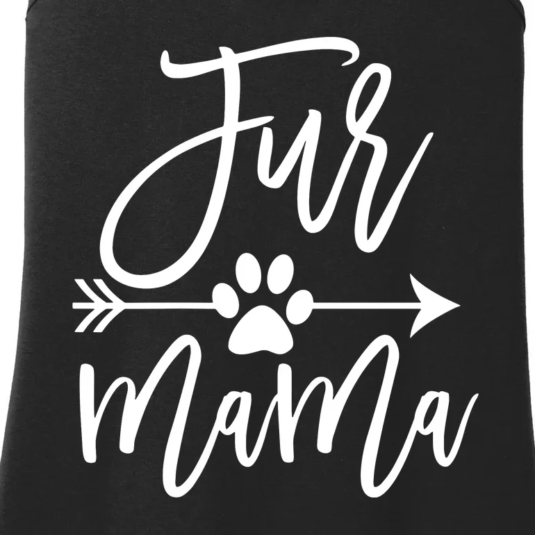 Womens Funny Dog Mom Cute Cat Mom Sayings With Arrow Fur Mama Ladies Essential Tank