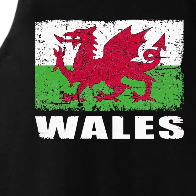 Wales Flag Design Grunge Country Flag Wales Ladies Tri-Blend Wicking Tank