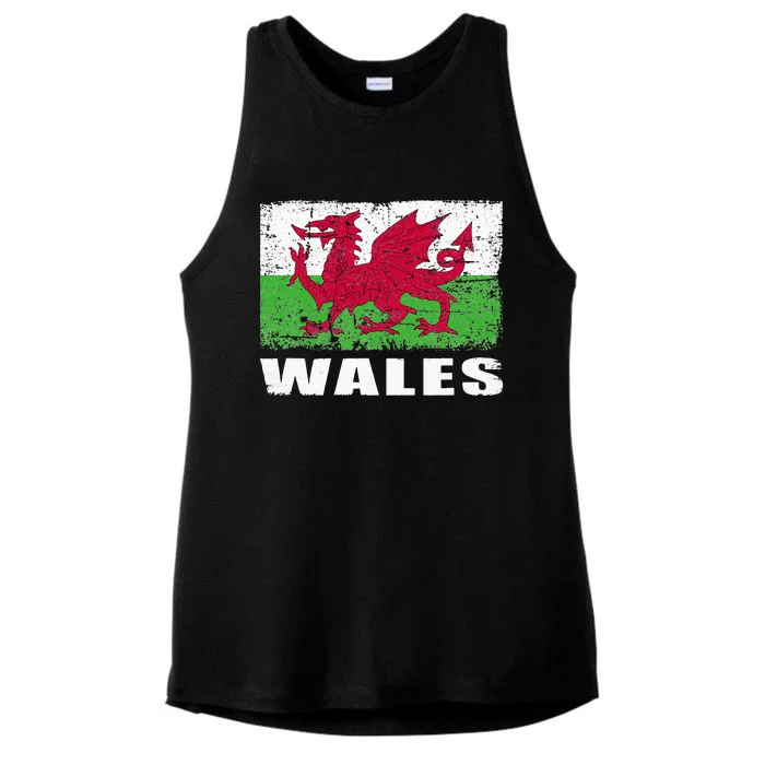 Wales Flag Design Grunge Country Flag Wales Ladies Tri-Blend Wicking Tank