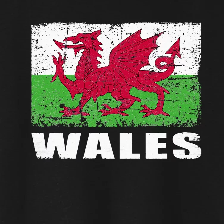 Wales Flag Design Grunge Country Flag Wales Women's Crop Top Tee