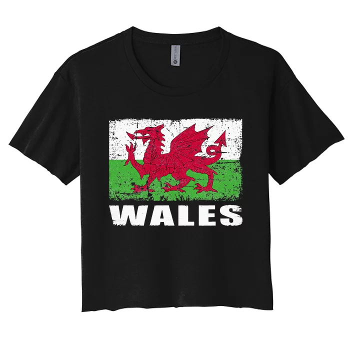 Wales Flag Design Grunge Country Flag Wales Women's Crop Top Tee