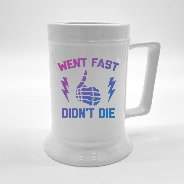 Went Fast DidnT Die Cool Gift Funny Race Car Dirt Bike Racing Gift Front & Back Beer Stein