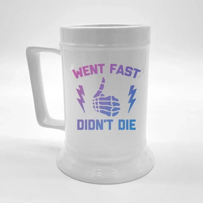 Went Fast DidnT Die Cool Gift Funny Race Car Dirt Bike Racing Gift Front & Back Beer Stein