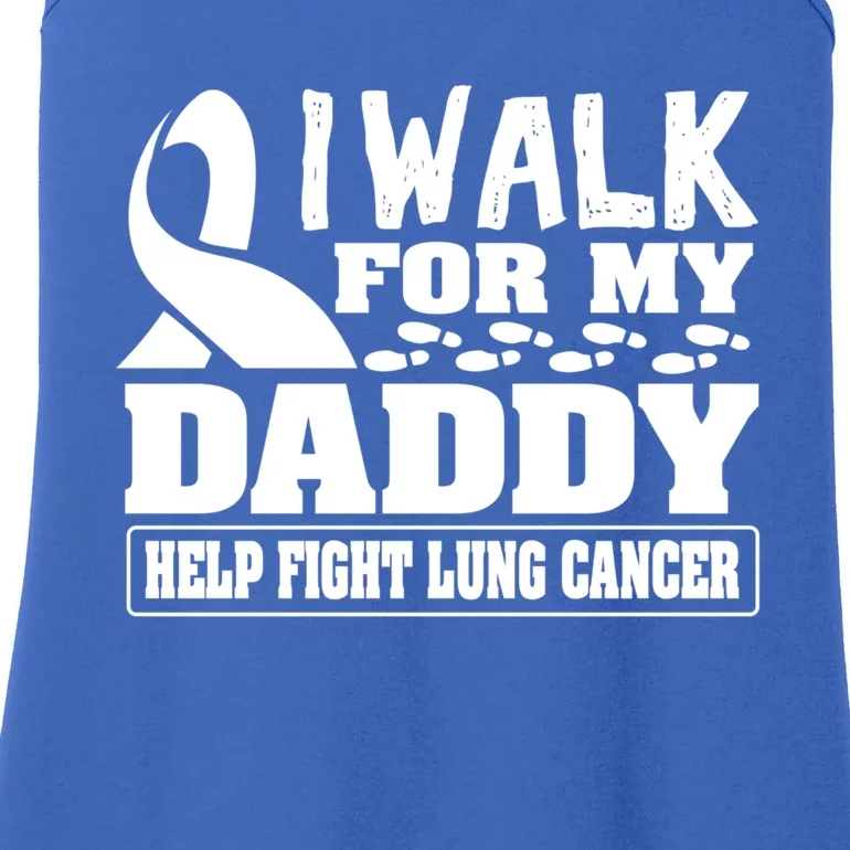 Walk For Dad Lung Cancer Awareness Ribbon Funny Gift Ladies Essential Tank