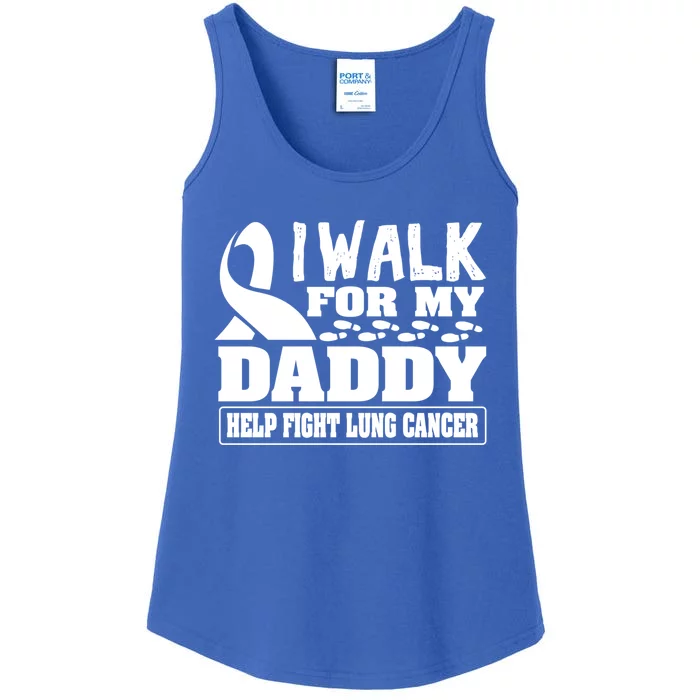 Walk For Dad Lung Cancer Awareness Ribbon Funny Gift Ladies Essential Tank