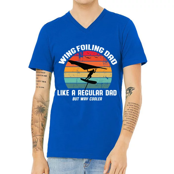 Wing Foiling Dad Like A Regular Dad But Cooler V-Neck T-Shirt