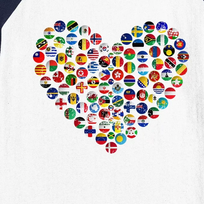 World Flags Earth Day Baseball Sleeve Shirt